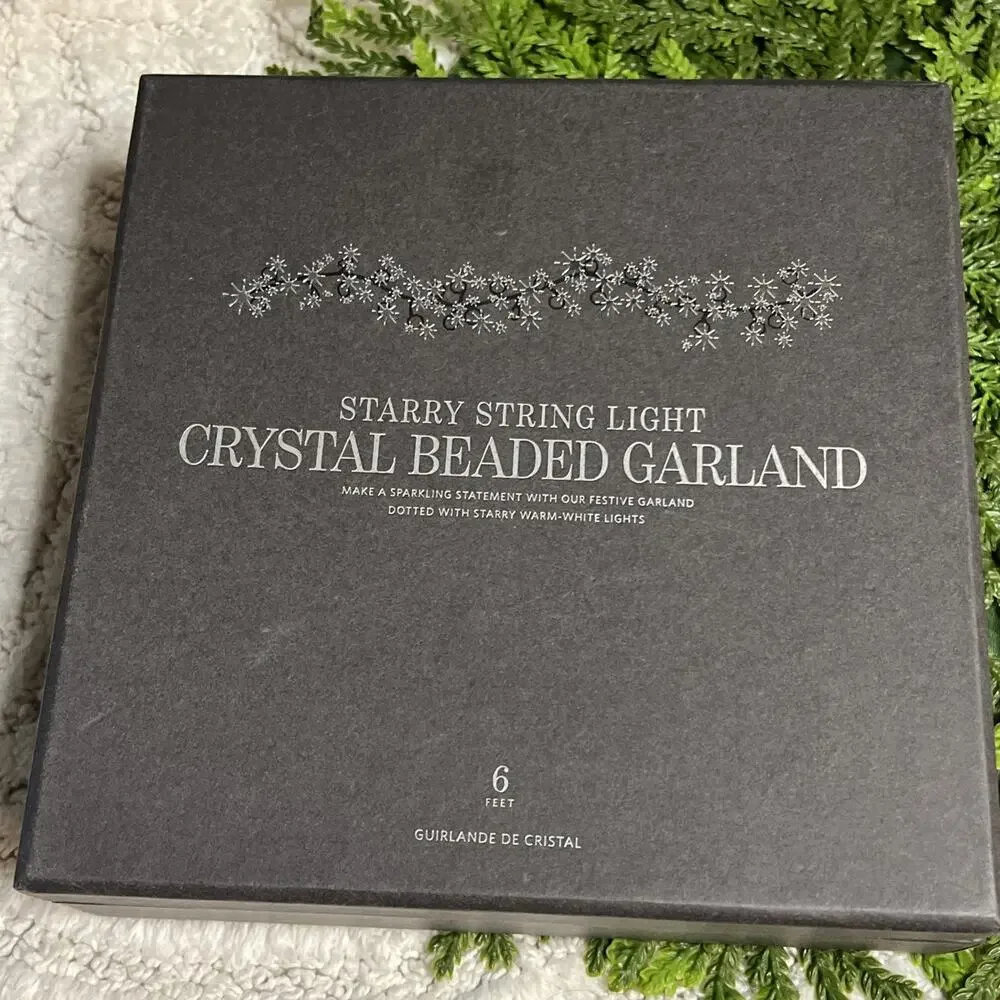 Restoration Hardware Starry Crystal Beaded Glass Garland 6 Feet Battery Timer